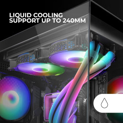 Mars Gaming MCB Schwarz, PC Gaming ATX XL Gehäuse, Custom Premium Edition, Modularer Zweikammer Aufbau