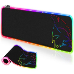 EMPIRE GAMING – Dark Rainbow RGB Mauspad XXL -12 LED-Beleuchtungsmodi – 800x300x4mm Gaming- Wasserdicht und rutschfest – Für PC