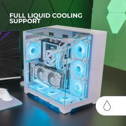 Mars Gaming MCB Schwarz, PC Gaming ATX XL Gehäuse, Custom Premium Edition, Modularer Zweikammer Aufbau