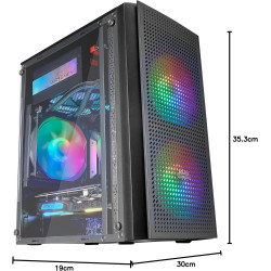 Mars Gaming MCB Schwarz, PC Gaming ATX XL Gehäuse, Custom Premium Edition, Modularer Zweikammer Aufbau