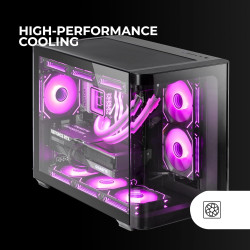 Mars Gaming MCB Schwarz, PC Gaming ATX XL Gehäuse, Custom Premium Edition, Modularer Zweikammer Aufbau