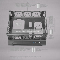 Mars Gaming MCB Schwarz, PC Gaming ATX XL Gehäuse, Custom Premium Edition, Modularer Zweikammer Aufbau
