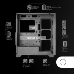 Mars Gaming MCB Schwarz, PC Gaming ATX XL Gehäuse, Custom Premium Edition, Modularer Zweikammer Aufbau