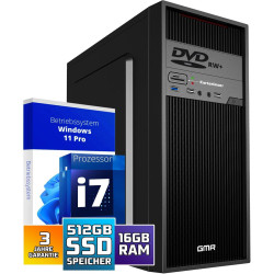 GMR Ultra Max i7 Office PC - Business Office Computer | 3 Jahre Garantie | 16 GB RAM | 512GB SSD | DVD±RW | USB 3 | Windows 11