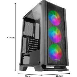 Mars Gaming MCB Schwarz, PC Gaming ATX XL Gehäuse, Custom Premium Edition, Modularer Zweikammer Aufbau