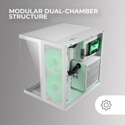 Mars Gaming MCB Schwarz, PC Gaming ATX XL Gehäuse, Custom Premium Edition, Modularer Zweikammer Aufbau
