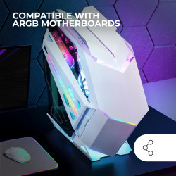 Mars Gaming MCB Schwarz, PC Gaming ATX XL Gehäuse, Custom Premium Edition, Modularer Zweikammer Aufbau
