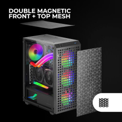 Mars Gaming MCB Schwarz, PC Gaming ATX XL Gehäuse, Custom Premium Edition, Modularer Zweikammer Aufbau