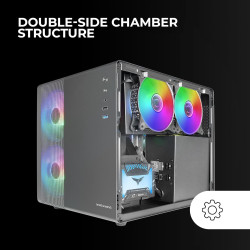Mars Gaming MCB Schwarz, PC Gaming ATX XL Gehäuse, Custom Premium Edition, Modularer Zweikammer Aufbau
