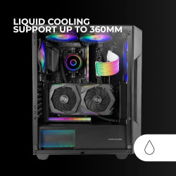Mars Gaming MCB Schwarz, PC Gaming ATX XL Gehäuse, Custom Premium Edition, Modularer Zweikammer Aufbau
