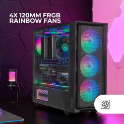 Mars Gaming MCB Schwarz, PC Gaming ATX XL Gehäuse, Custom Premium Edition, Modularer Zweikammer Aufbau
