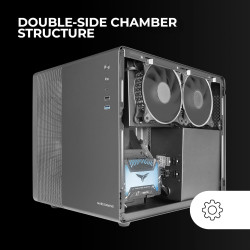 Mars Gaming MCB Schwarz, PC Gaming ATX XL Gehäuse, Custom Premium Edition, Modularer Zweikammer Aufbau