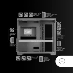 Mars Gaming MCB Schwarz, PC Gaming ATX XL Gehäuse, Custom Premium Edition, Modularer Zweikammer Aufbau