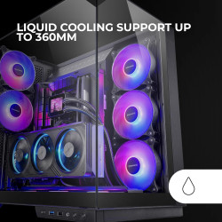 Mars Gaming MCB Schwarz, PC Gaming ATX XL Gehäuse, Custom Premium Edition, Modularer Zweikammer Aufbau