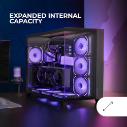 Mars Gaming MCB Schwarz, PC Gaming ATX XL Gehäuse, Custom Premium Edition, Modularer Zweikammer Aufbau