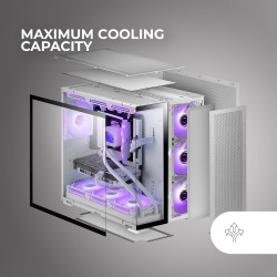 Mars Gaming MCB Schwarz, PC Gaming ATX XL Gehäuse, Custom Premium Edition, Modularer Zweikammer Aufbau