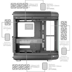 Mars Gaming MCB Schwarz, PC Gaming ATX XL Gehäuse, Custom Premium Edition, Modularer Zweikammer Aufbau