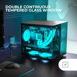 Mars Gaming MCB Schwarz, PC Gaming ATX XL Gehäuse, Custom Premium Edition, Modularer Zweikammer Aufbau