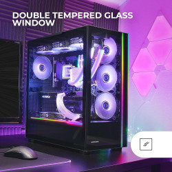 Mars Gaming MCB Schwarz, PC Gaming ATX XL Gehäuse, Custom Premium Edition, Modularer Zweikammer Aufbau