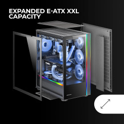 Mars Gaming MCB Schwarz, PC Gaming ATX XL Gehäuse, Custom Premium Edition, Modularer Zweikammer Aufbau
