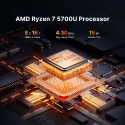 BOSGAME P1 Windows 11 Pro Light Gaming PC, AMD Ryzen 7 5700U, 8C/16T up to 4.3GHz, DDR4 RAM PCIe 3.0 SSD, 4K@60Hz Triple