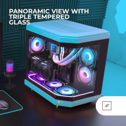 Mars Gaming MCB Schwarz, PC Gaming ATX XL Gehäuse, Custom Premium Edition, Modularer Zweikammer Aufbau