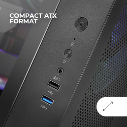Mars Gaming MCB Schwarz, PC Gaming ATX XL Gehäuse, Custom Premium Edition, Modularer Zweikammer Aufbau