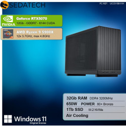 Sedatech Mini-PC Workstation Micro ATX • AMD Ryzen 9 9900X • RTX5070 • 32GB DDR5 • 2TB SSD M.2 • Windows 11
