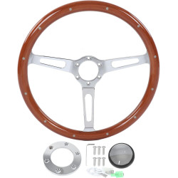 15 Zoll Klassisches Lenkrad, 3 Speichen, Genietet, 6 Löcher, Holz, Klassisches Auto-Lenkrad, Klassisches Oldtimer-Lenkrad mit