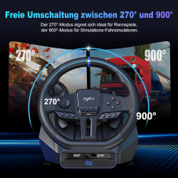 PXN V900 Gen2 Gaming Lenkrad PC, 270°/900° Lenkrad und Pedale mit Vibration, Lenkrad für Xbox One, Xbox Series X/S, PC, PS3,
