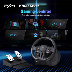 PXN V900 Gen2 Gaming Lenkrad PC, 270°/900° Lenkrad und Pedale mit Vibration, Lenkrad für Xbox One, Xbox Series X/S, PC, PS3,