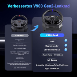 PXN V900 Gen2 Gaming Lenkrad PC, 270°/900° Lenkrad und Pedale mit Vibration, Lenkrad für Xbox One, Xbox Series X/S, PC, PS3,