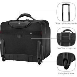 WENGER Synergy Laptop Trolley Damen & Herren, Business Trolley, 15,6 Zoll Notebook, 24 l, Organizer, Büro Reisen, Schwarz,