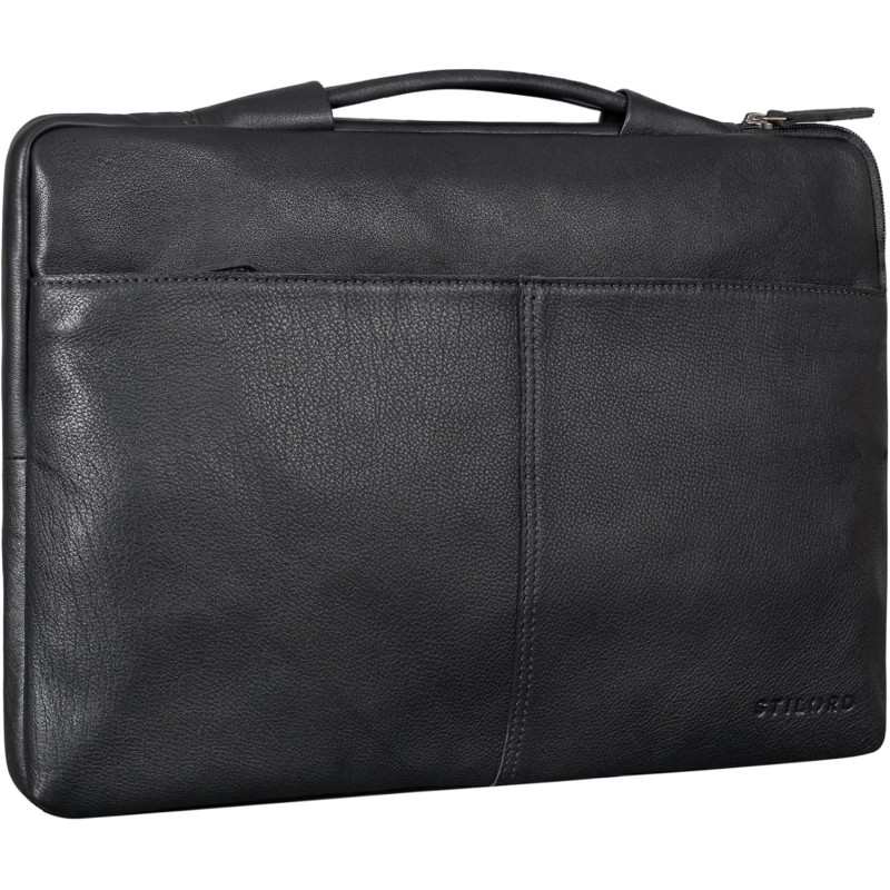 STILORD 'Kit' 15.6 Zoll Laptop Tasche Leder Notebook Tasche Herren für Arbeit Reisen Business Schmale Laptophülle aus Echtleder