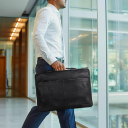 STILORD 'Kit' 15.6 Zoll Laptop Tasche Leder Notebook Tasche Herren für Arbeit Reisen Business Schmale Laptophülle aus Echtleder