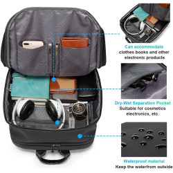 BG FUTURE AESTHETICS Smart Business Laptop-Rucksack, wasserdicht, passend für 15,6–17,3 Zoll Laptops mit 3.0 USB-Ladeanschluss