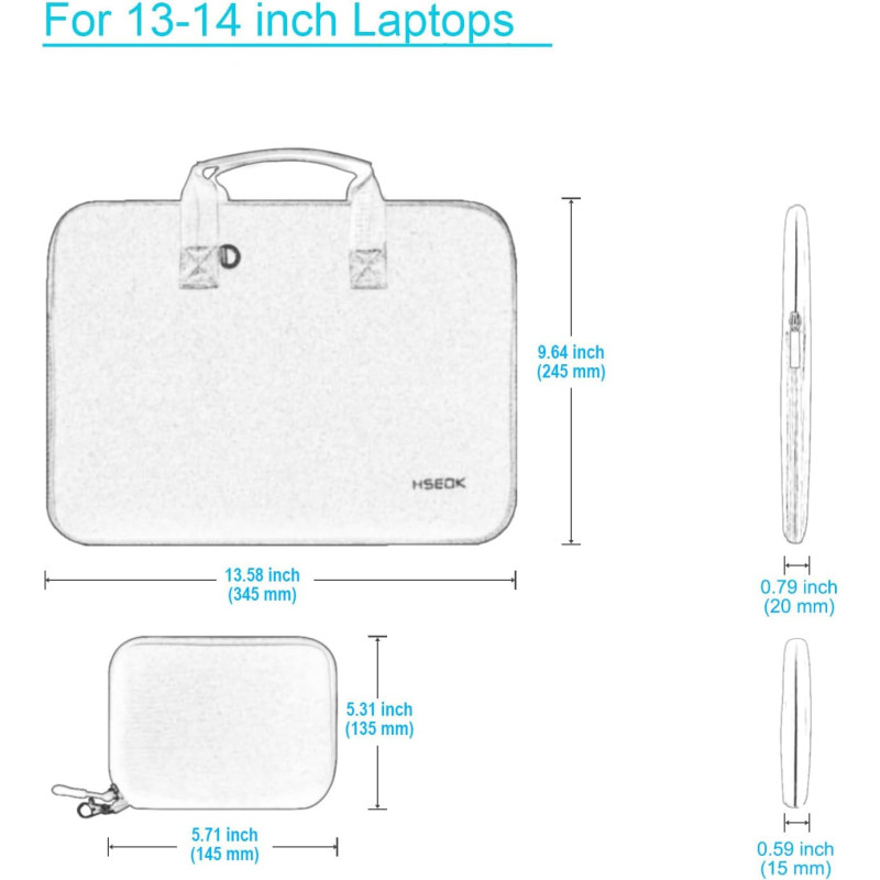 Laptop Hülle 14 Zoll mit Kleiner Tasche, Neopren-Computertasche, kompatibel mit MacBook Pro 14" M4/M3/M2/M1 (2025–2021), MacBook