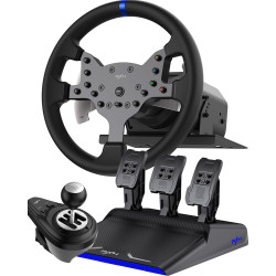 PXN V99 Gaming Lenkrad mit Pedalen und Schalthebel – 3,2 Nm Force-Feedback, 270° & 900°, 11,8-Zoll, 4 Schaltwippen, Tools-App –