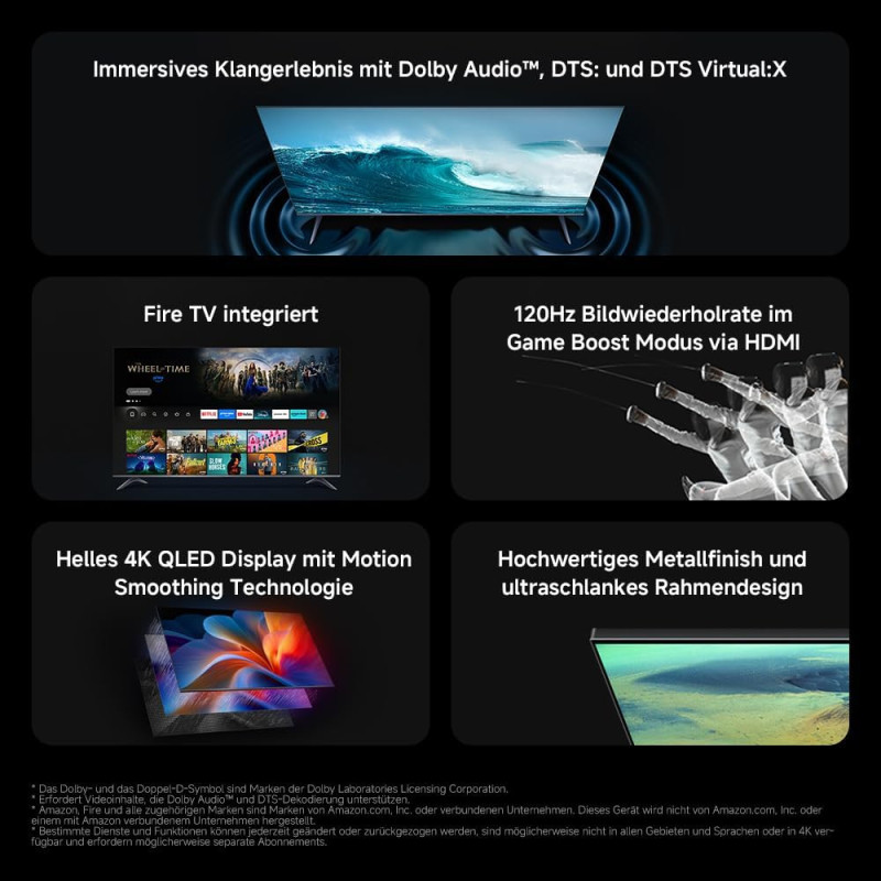 Xiaomi F Pro, 65 Zoll (165 cm), 4K UHD QLED, Smart TV, Fire TV, Triple Tuner DVB-C/S/S2/T/T2, HDR10+, Game Boost mode 120Hz, Xiaomi F Pro, 65 Zoll (165 cm), 4K UHD QLED, Smart TV, Fire TV, Triple Tuner DVB-C/S/S2/T/T2, HDR10+, Game Boost mode 120Hz,