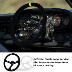 Acclcors Universal Racing Lenkrad, Gaming Lenkrad 13.6" 6 Schrauben Griff Wildleder Deep Dish mit Horn Taste für