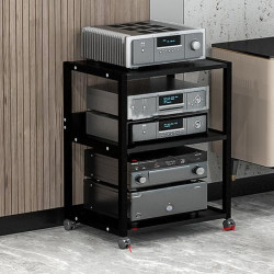 3-stöckiger Eck-TV-Ständer – Holz-AV-Media-Regal für Heimkino, Audio-Video-Rack, Komponentenschrank, CD/DVD/Plattenspieler,