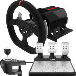 PXN Gaming Lenkrad, V10 Driving Force Feedback Rennlenkrad (Gebraucht - Wie neu), mit 6+1 Schaltknüppel und Pedalen,