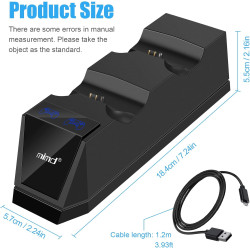 ARyee PS4 Controller Ladestation, Ladegerät für PS4 Controller, Duale Ladestation mit USB-Ladekabel für Playstation4/PS4/PS4