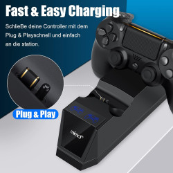 ARyee PS4 Controller Ladestation, Ladegerät für PS4 Controller, Duale Ladestation mit USB-Ladekabel für Playstation4/PS4/PS4