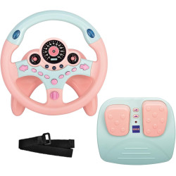 RedCrab Kinder Lenkrad Spielzeug, 360° Rotation Auto Simulator mit Bremse und Gaspedal, Kinder Lenkrad für Auto mit Licht, Ton-
