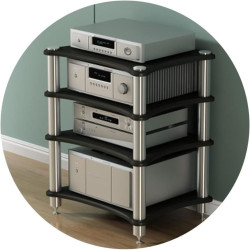 3-stöckiges HiFi-Lautsprecherregal – AV-Geräteständer für TV-Schrank und Verstärker, stabiles Audio-Regal für Heimkino,