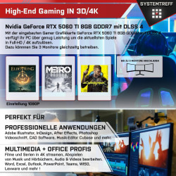 SYSTEMTREFF Basic Gaming Komplett PC Set AMD Ryzen 5 5600 6x4.4GHz | Nvidia RTX 3050 8GB DX12 | 1TB M.2 NVMe | 32GB DDR4 RAM |