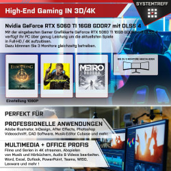 SYSTEMTREFF Gaming Komplett PC Set AMD Ryzen 7 8700F 8x5GHz | Nvidia RTX 5060 TI 16GB | 1TB M.2 NVMe | 32GB DDR5 RAM | Windows
