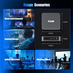 Trycco WI-6 Mini PC 13th Gen N150 (3,6 GHz), 16GB RAM/ 512GB SSD, DDR4/Type-C/Dual HDMI, Mini-Desktop-Computer WiFi5 4K/60Hz