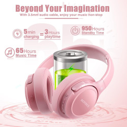 BERIBES Bluetooth Kopfhörer Over Ear, 65 Std Kopfhörer Kabellos Bluetooth mit 6 EQ-Modi, HiFi Stereo, Eingebautes Mikrofon,